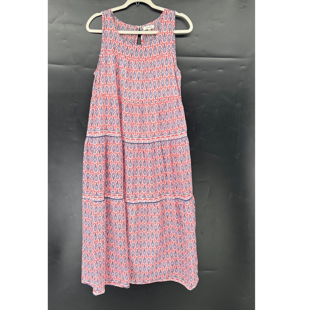 Max Studio sleeveless maxi dress boho coastal grandma scandi chic red blue L